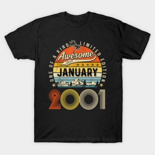 Awesome Since January 2001 Vintage 22nd Birthday T-Shirt